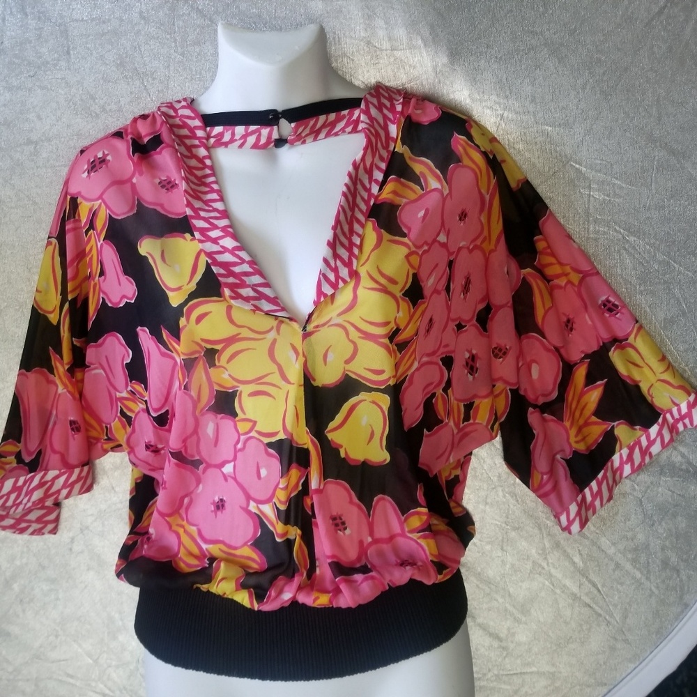 Vintage bright graphic loose fitting 80's blouse